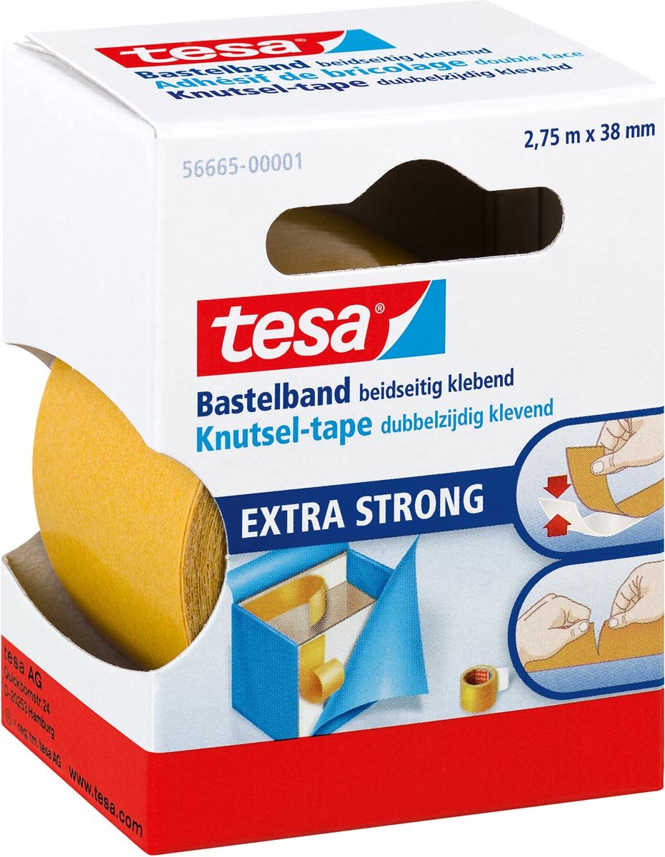 Tesa extra strong 56665-00001-01 ruban adhésif double face bastelband transparent (L x l) 2,75 m x 38 mm 1 pièce(s)