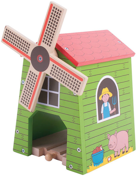 Moulin à vent en bois pour voie ferrée Bigjigs