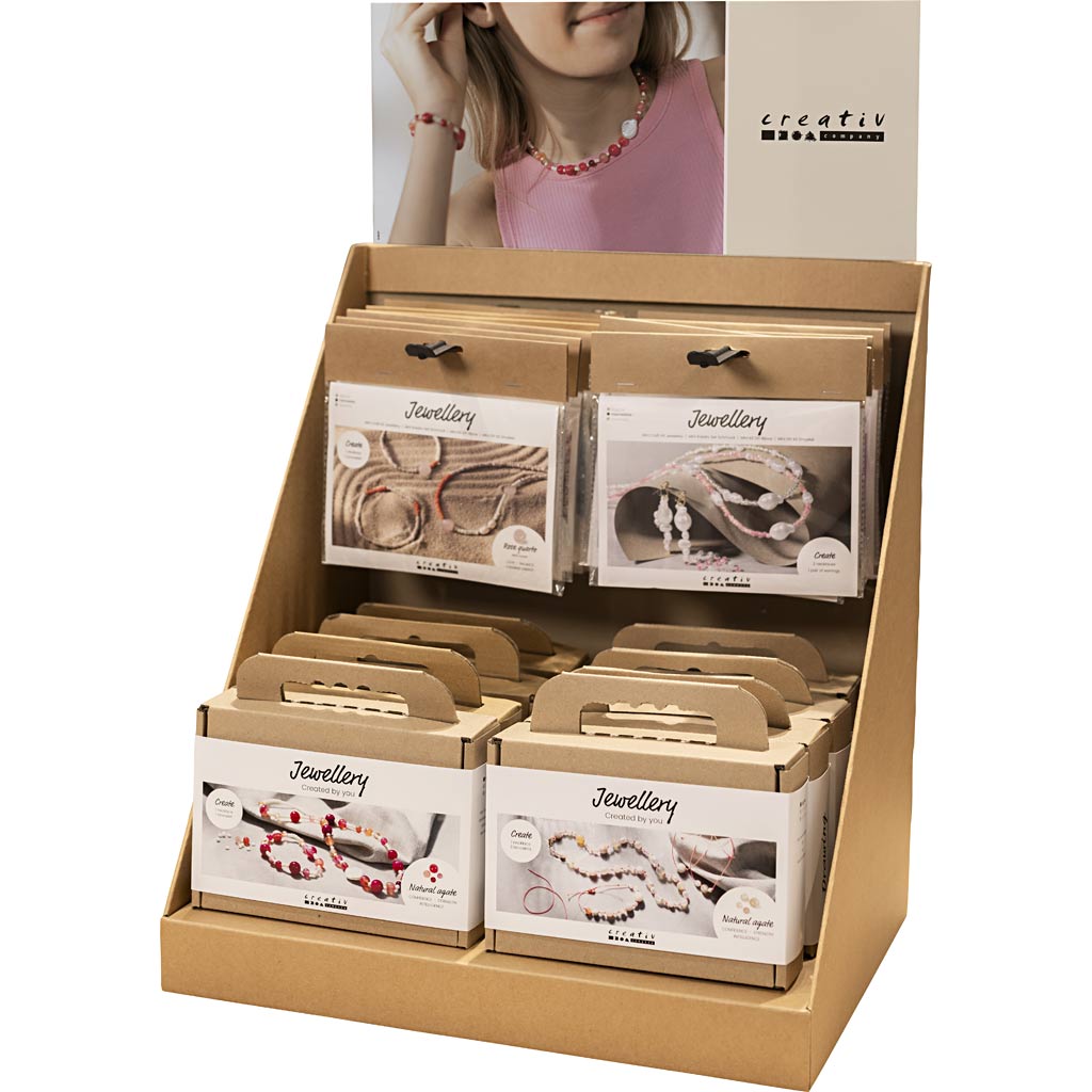 Petit présentoir de comptoir de la société Creativ, catégorie, bijoux, agate et cristaux, enfants et adultes, 48 ​​unités. 1 pièce