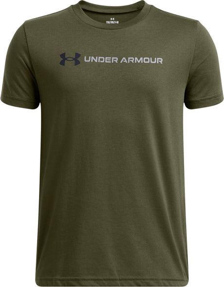 Under armour ua b logo wordmark ss chemise de sport unisexe - vert - noir