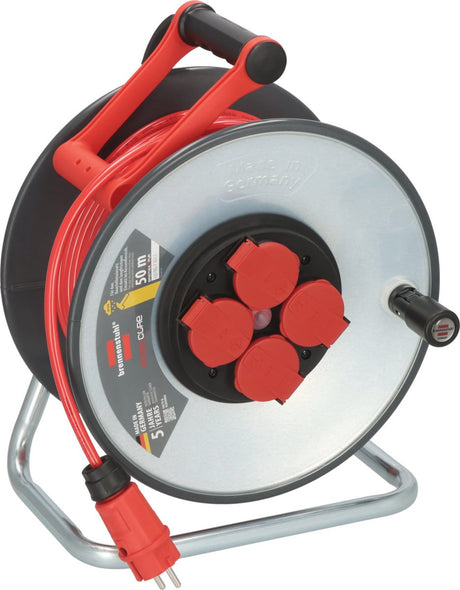 Brennerstuhl enrouleur de câble de construction 4 voies h07bq-f 3 x 1,5 mm acier ip44 50 mètres - rouge 9191500210