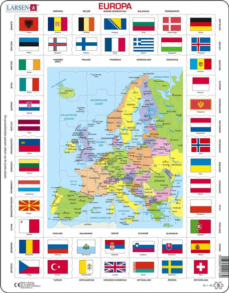 Carte Selecta Larsen de l'Europe avec drapeaux, 70 pcs.