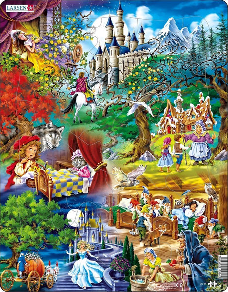 Contes de fées de Larsen Grimm - puzzle - fantaisie et histoire - contes de fées - puzzle éducatif pour enfants - 33 pièces - fabriqué en Norvège - pièces extra épaisses de 2,5 mm - plateau à bord fixe