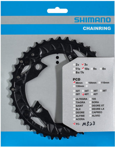 Shimano - chaîne Top 40T FC -MT500 FC -M523 pour protecteur de chaîne (AN) 10 vitesses - noir