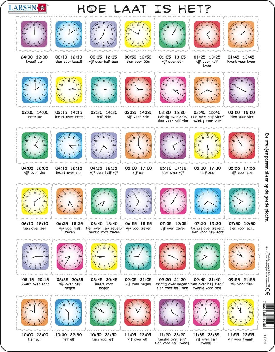 Puzzle Selecta Larsen apprendre à lire l'heure - quelle heure est-il, 42 pcs.