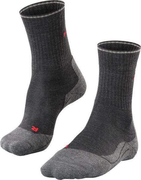 Falke tk2 explore laine soie rembourrage moyen laine matériau fonctionnel chaussettes de marche femme gris - taille 35-36
