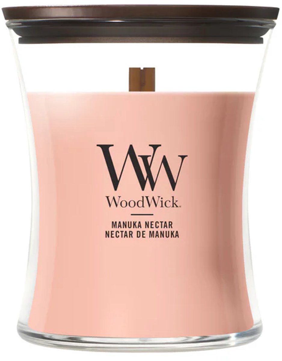 Bougie parfumée moyenne Woodwick Hourglass - Nectar de Manuka - 60 heures de combustion