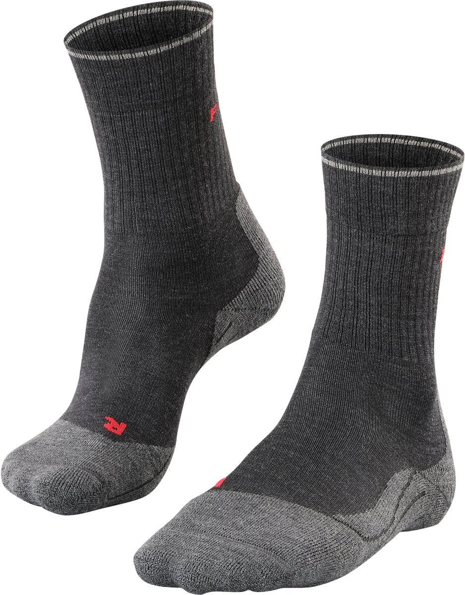 Falke tk2 explore laine soie rembourrage moyen laine matériau fonctionnel chaussettes de randonnée femme gris - taille 37-38