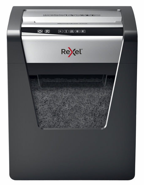 Destructeur de papier silencieux Rexel momentum x415 - déchiquetage p4 - jusqu'à 15 feuilles - 23l - noir