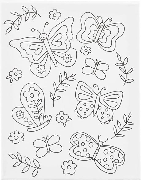Creativ company toile de peinture avec impression, papillons, d: 1,6 cm, taille 24x30 cm, 360 g, 1 pièce