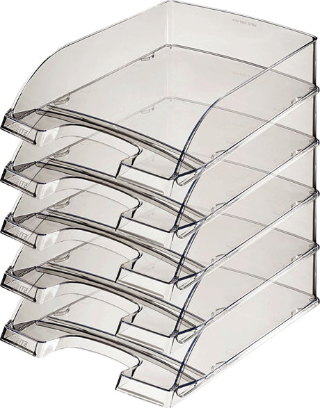 Corbeille à courrier Leitz plus A4 verre fumé transparent | 5 pièces