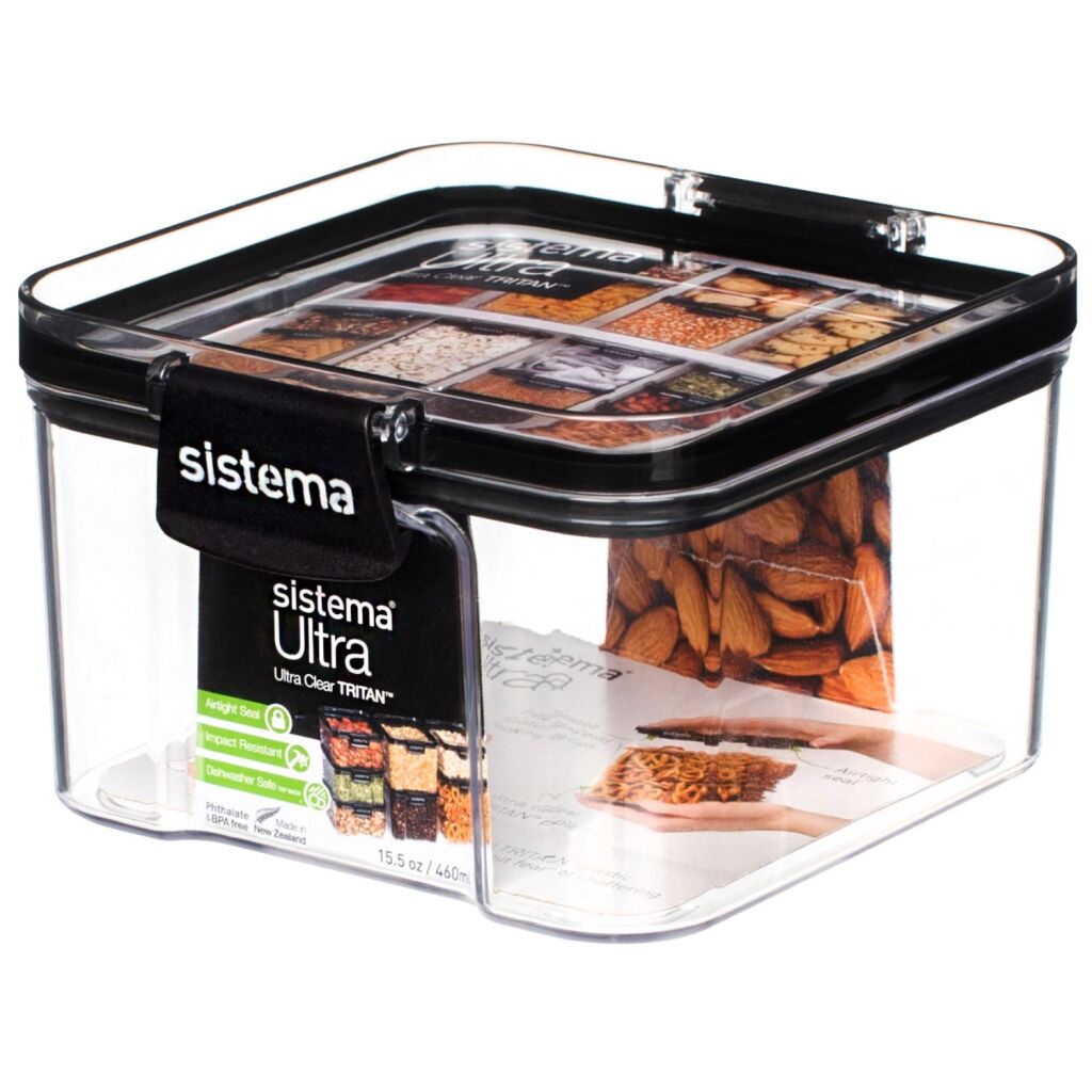 Sistema boîte de rangement tritan carré 460 ml transparent noir