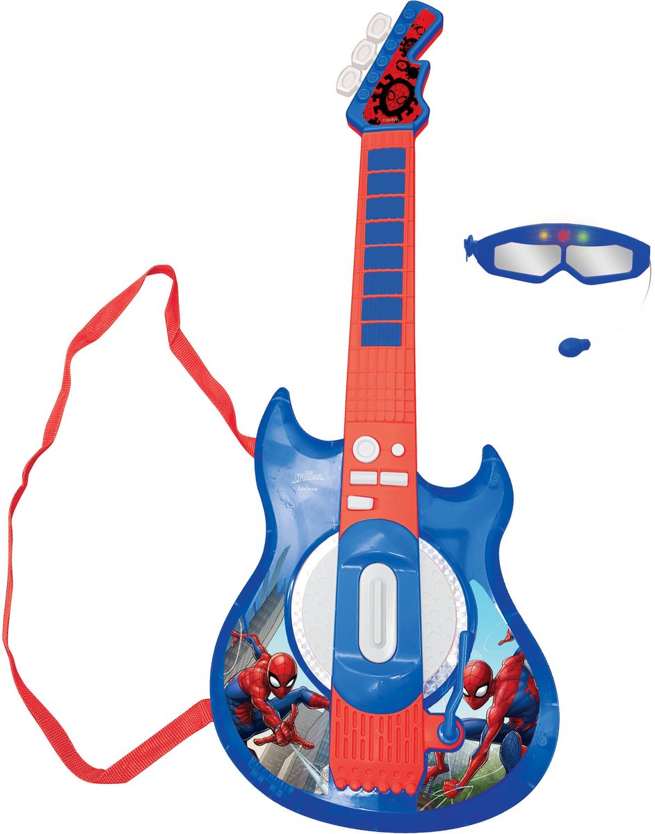 Guitare électronique lumineuse Lexibook Spider-Man avec microphone en forme de lunettes