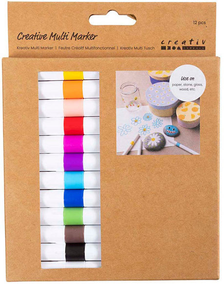 Creativ company marqueur multi créatif, largeur de trait 4 mm, différentes couleurs, 12 pièces 1 boîte