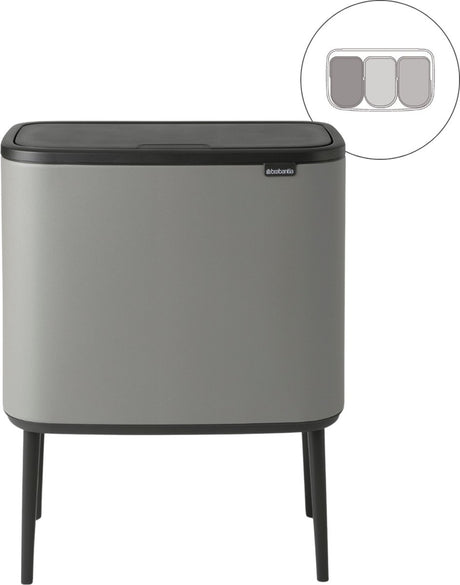 Poubelle Brabantia bo touch bin - 3 x 11 litres - tri des déchets - gris béton minéral