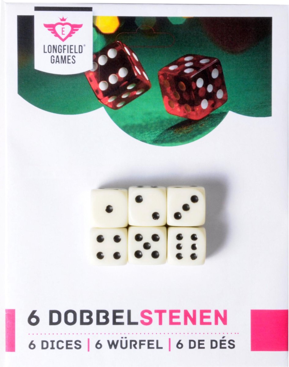 Dés Longfield 16mm 6pcs sur carte