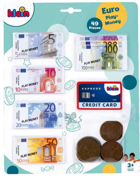 Jouets Klein - argent fictif en euros - incl. carte de crédit, pièces de monnaie et billets - multicolores