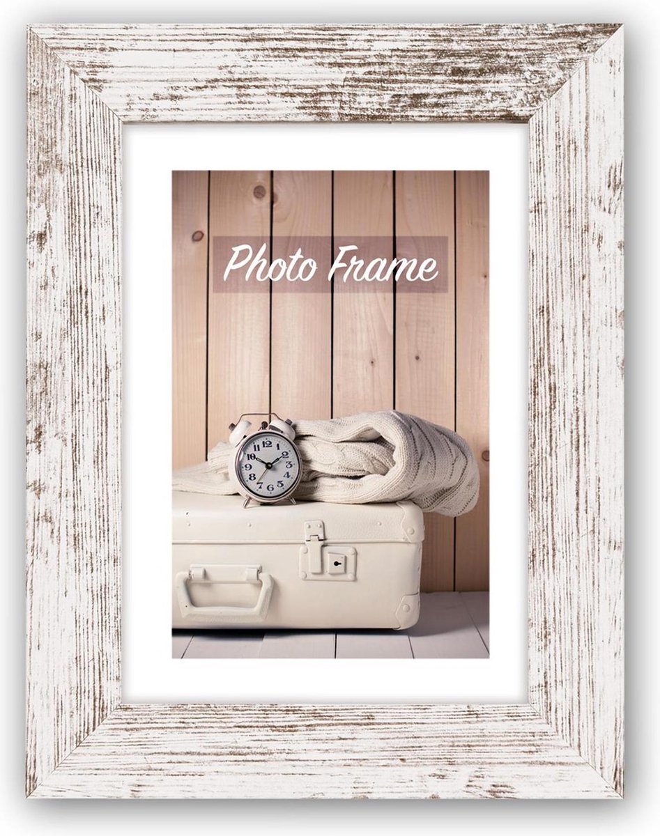 Cadre photo en bois Zep v21686 nelson 6 blanc délavé 15x20cm