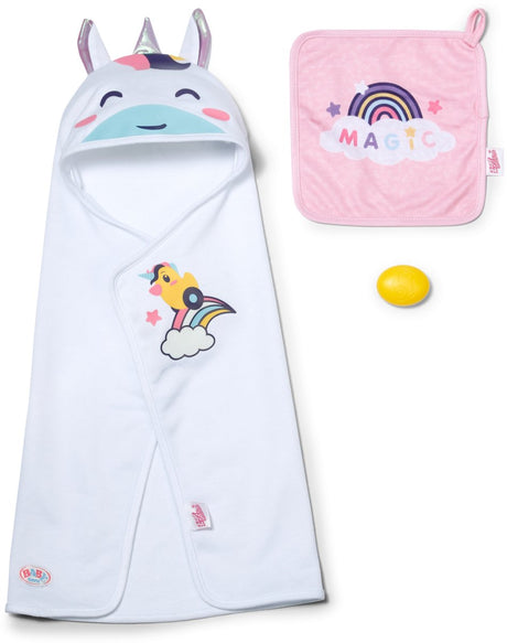 Baby born - ensemble serviette de bain licorne avec capuche