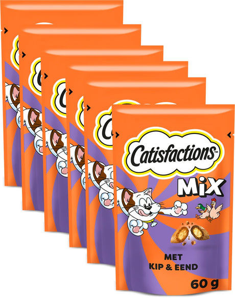 Gâteries pour chats Catisfactions - mix snacks poulet et canard - 6x60g