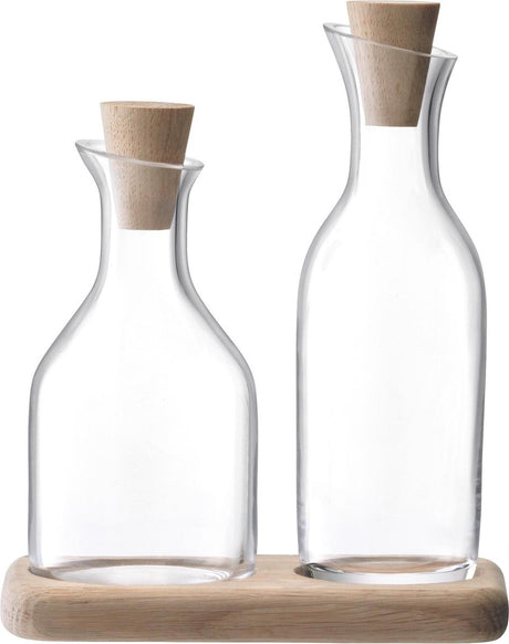 Lsa international l.s.a. servir un ensemble de vinaigre d'huile - incl. plateau en chêne - 15 x 8,5 x 17 cm - verre