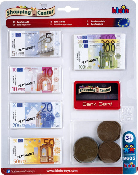 Jouets Klein - argent fictif en euros - incl. carte de crédit, pièces de monnaie et billets - multicolores