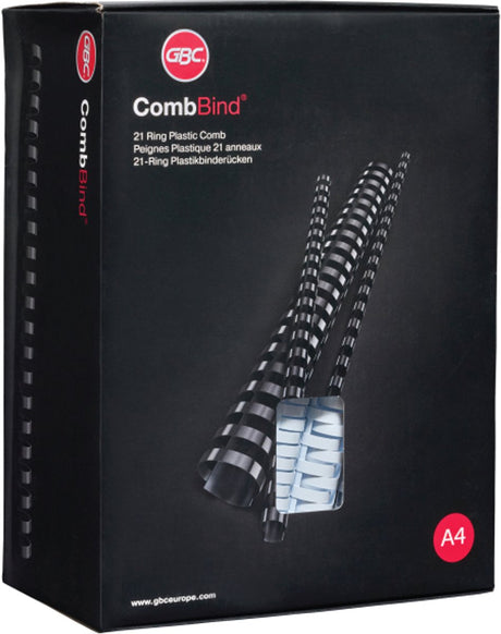 Peignes de reliure Gbc combbind noirs - a4 - 38 mm - 50 pièces