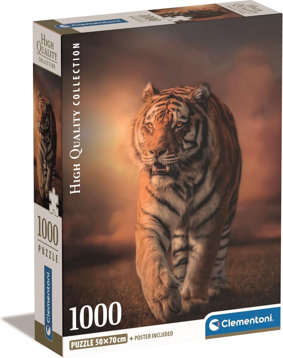 Puzzle Tigre Clementoni - Puzzle Tigre - Puzzle Animal 1000 pièces - 70x50 cm - pour Adultes et Enfants à partir de 14 Ans