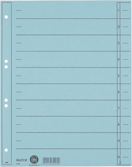 Carton à onglets gradués Leitz - onglets inscriptibles, 2 4 anneaux - pour dossiers et classeurs à anneaux - bleu clair