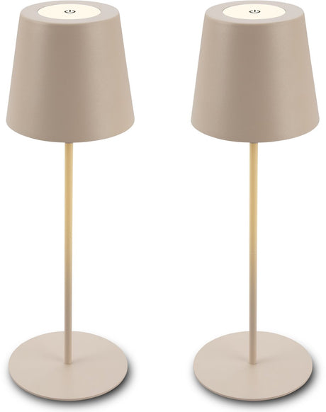 B.k.licht briloner kiki - lot de 2 lampes de table rechargeables - dimmable - pour intérieur et extérieur - réglable en hauteur - lumière blanc chaud - beige