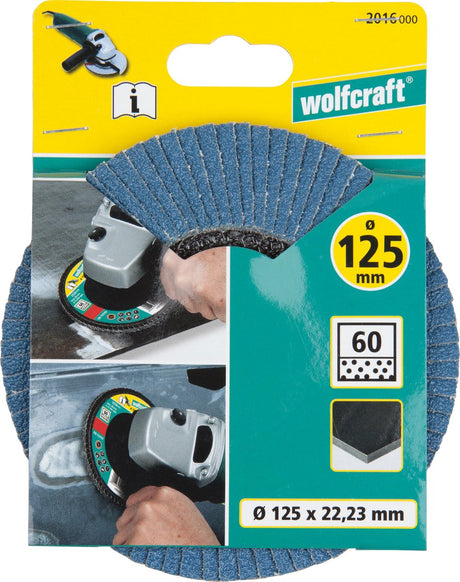 Wolfcraft - disque à lamelles - 125 mm - grain 60 - meuleuse d'angle à plaque à lamelles de ponçage pour métal - 2016000