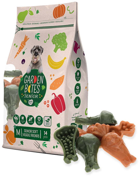 Garden Bites duvoplus - soft veggie friends snacks pour chiens - friandises pour chiens - végétarien sans gluten - senior medium 14pcs