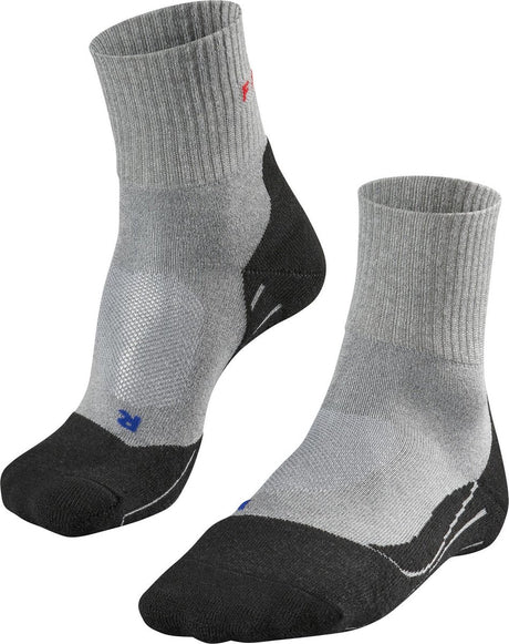 Falke tk2 cool chaussettes de marche courtes anti-ampoules en lyocell épais en matériau fonctionnel hommes gris - taille 39-41