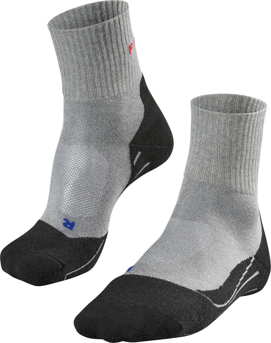 Falke tk2 cool chaussettes de marche courtes anti-ampoules en lyocell épais en matériau fonctionnel hommes gris - taille 44-45