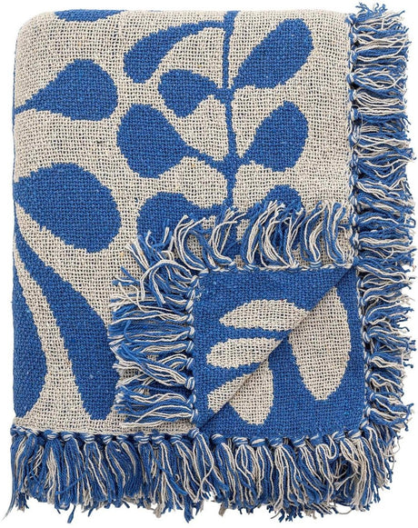 Bloomingville - plaid nevine bleu 160x130cm - coton recyclé
