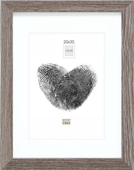 Cadre photo Deknudt frames - gris avec passe-partout - 13x18 20x30 cm