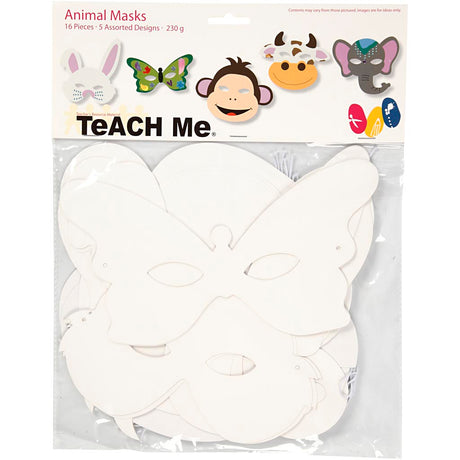 Creativ company masques artisanaux animaux, 16 pcs.