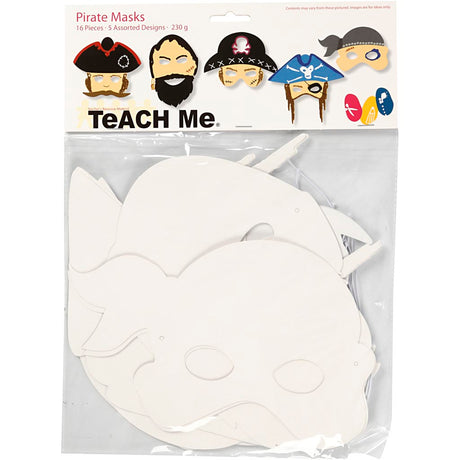 Masques de pirate Creativ company, h : 16-26 cm, l : 17,5-26,5 cm, 230 g, blanc, 16 pièces 1 boîte