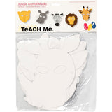 Creativ company masques d'animaux de la jungle, h : 22,5-25 cm, l : 20,5-22,5 cm, 230 g, blanc, 16 pièces 1 boîte