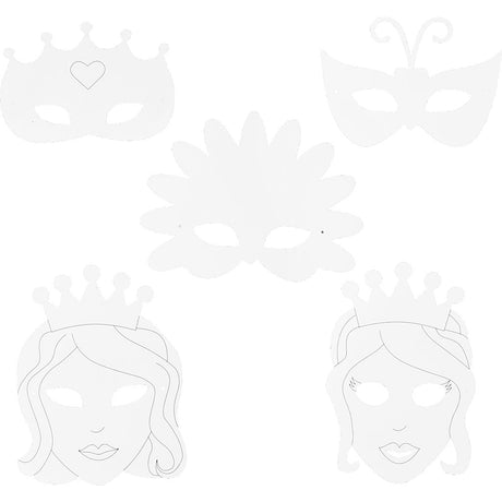 Masques de conte de fées Creativ company, h : 13,5-25 cm, l : 17-25 cm, 230 g, blanc, 16 pièces 1 boîte
