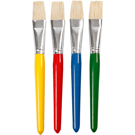 Pinceaux Creativ company pour enfants, L : 19 cm, l : 20 mm, plats, 4 pièces 1 boîte