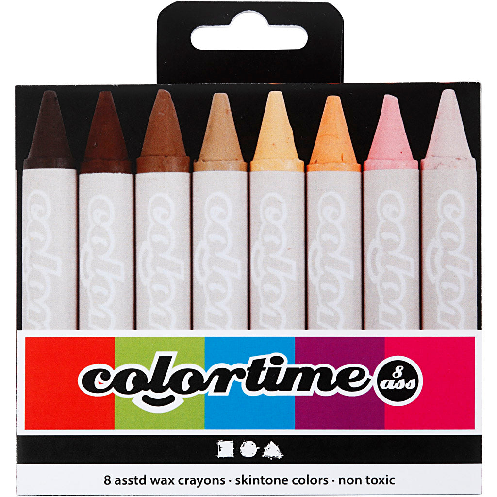 Crayons de cire Colortime, l : 10 cm, d 15 mm, couleurs chair, 8 pièces 1 boîte