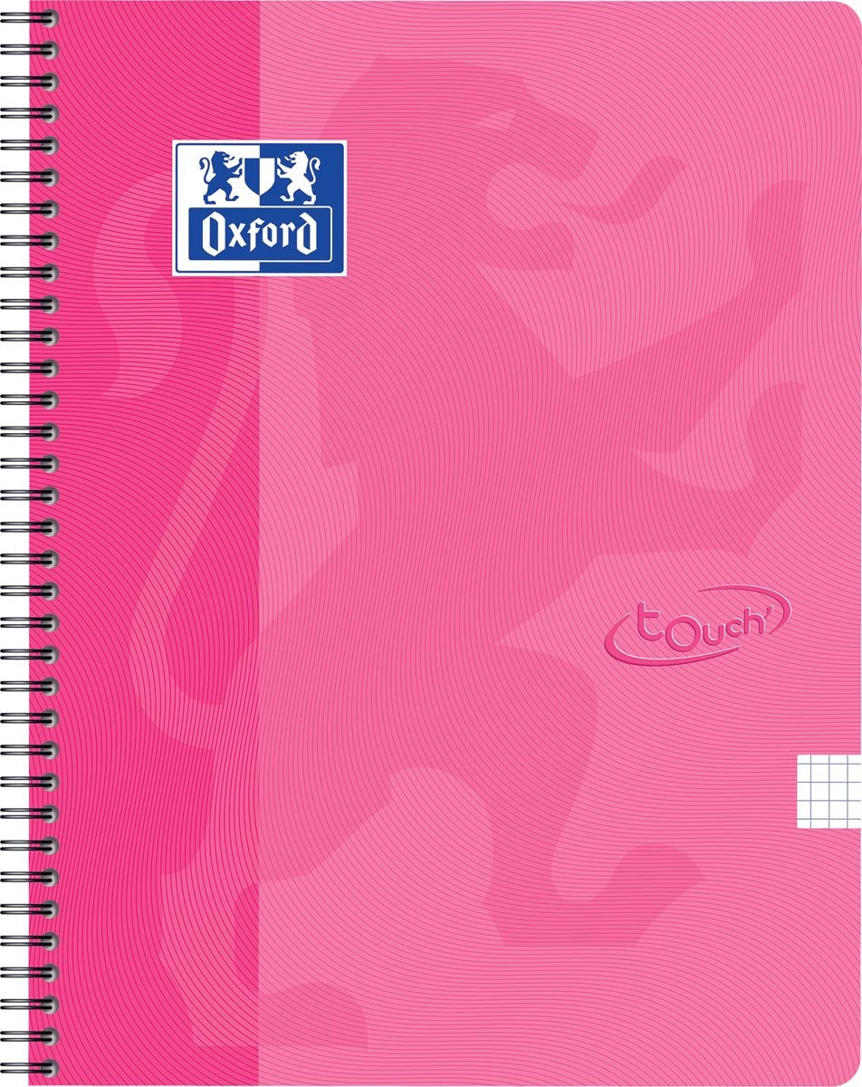 Oxford touch - bloc-notes - a4 - à carreaux - 140 pages - 90g - couverture souple - rose