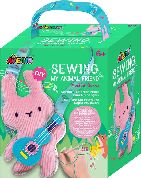 Kit de couture Avenir mon ami animal - lapin avec guitare - 17,5x29cm - avec sangle réglable - 6 ans