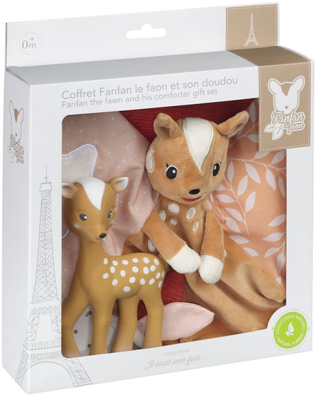 Coffret cadeau Sophie la girafe fanfan le cerf - comprenant un jouet de dentition et un doudou doux - cadeau de maternité parfait pour les bébés
