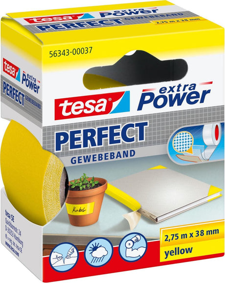Tesa perfect 56343-00037-03 ruban textile extra power jaune (L x l) 2,75 m x 38 mm 1 pièce(s)