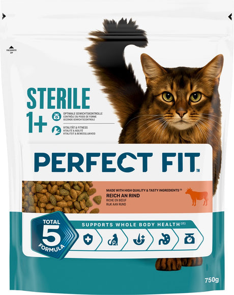 Nourriture pour chat Perfect Fit - stérile - sachet de bœuf 4x750g
