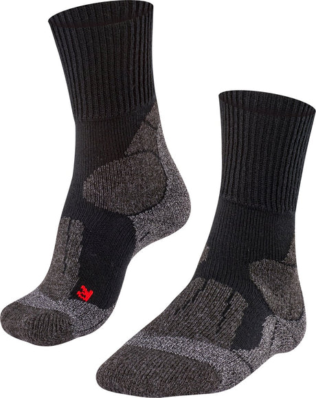 Falke tk1 chaussettes de marche en laine épaisse anti-ampoules en matériau fonctionnel hommes noir - taille 42-43
