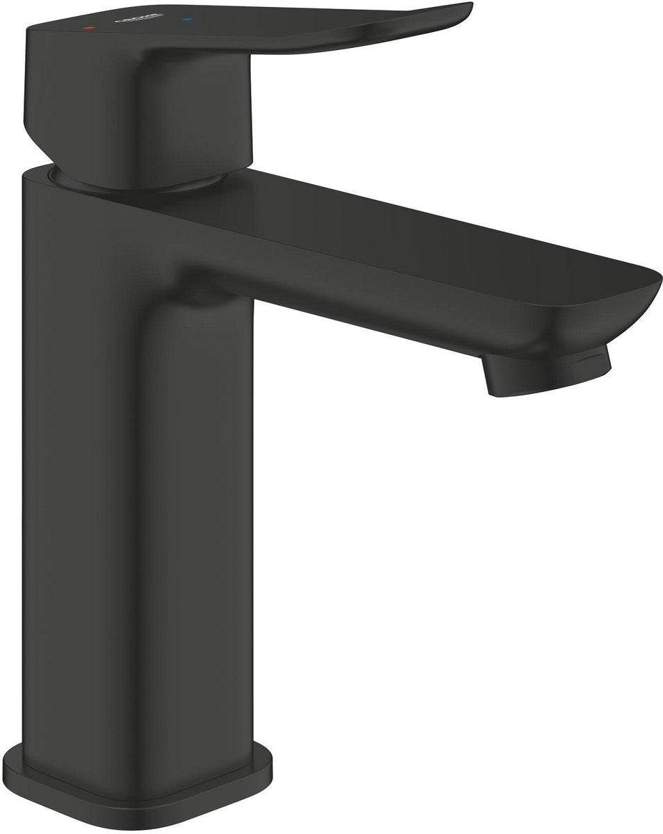 Mitigeur lavabo Grohe Dice - taille M - économie d'eau - économie d'énergie - avec vidage push-open - noir mat