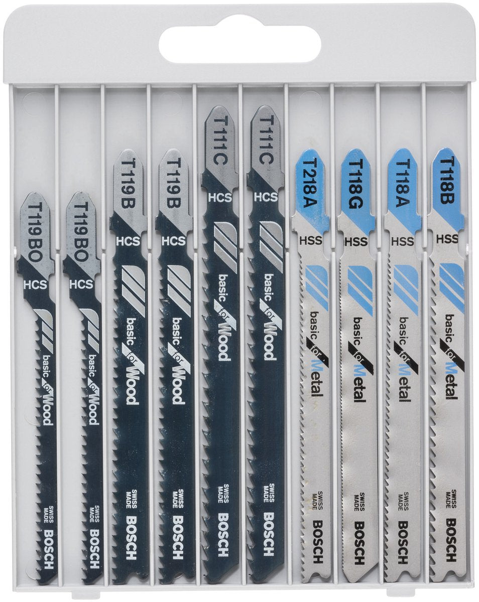 Bosch jeu de 10 lames de scie sauteuse de base pour le métal et le bois